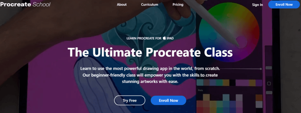 Procreate tutorial ipad, Procreate class page.